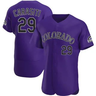 Men's Authentic Purple Matt Carasiti Colorado Rockies Alternate Jersey