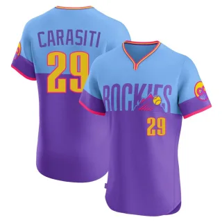 Men's Elite Purple/Light Matt Carasiti Colorado Rockies Blue 2025 City Connect Jersey