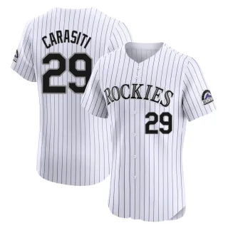 Men's Elite White Matt Carasiti Colorado Rockies Home Jersey