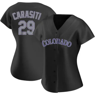 Women's Authentic Black Matt Carasiti Colorado Rockies Alternate Jersey