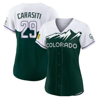 Women's Authentic Green Matt Carasiti Colorado Rockies 2022 City Connect Jersey