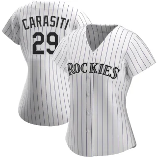 Women's Authentic White Matt Carasiti Colorado Rockies Home Jersey