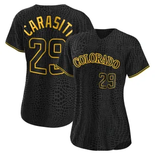 Women's Replica Black Matt Carasiti Colorado Rockies Snake Skin City Jersey
