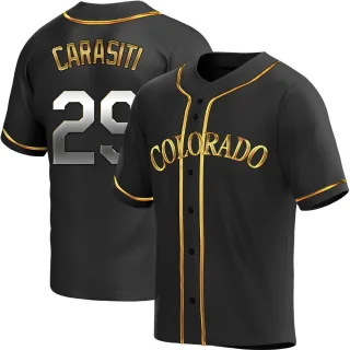Youth Replica Black Golden Matt Carasiti Colorado Rockies Alternate Jersey