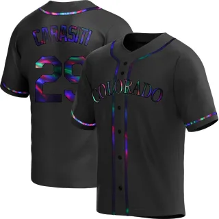 Youth Replica Black Holographic Matt Carasiti Colorado Rockies Alternate Jersey
